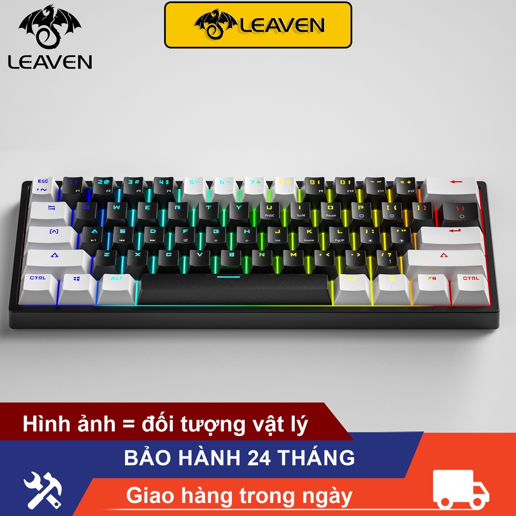 ▪Bàn phím máy tính cơ LEAVEN K620 61 Hiệu ứng ánh sáng RGB di động chơi game văn phòng