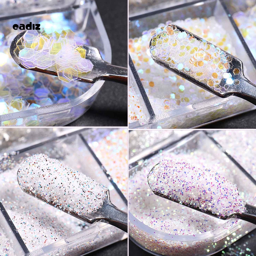 [Hàng mới về] Hộp phụ kiện kim sa trang trí móng tay nghệ thuật lấp lánh 12 ngăn phong cách năm mới