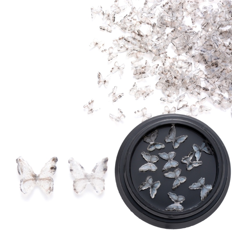 Bộ 10 Miếng Dán Trang Trí Móng Tay Hình Bướm 3D Nhiều Màu DIY