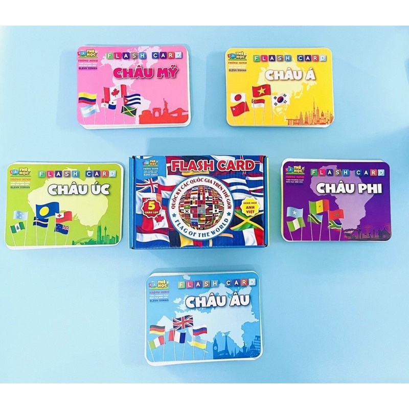 Bộ Thẻ Flashcard Việt Hà Chủ Đề Quốc Kỳ Các Quốc Gia Trên Thế Giới - Song Ngữ Việt Anh (Phương Pháp Glenn Doman)