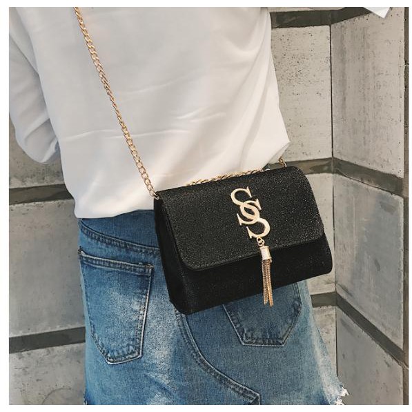 Túi nữ đeo vai xách tay kim tuyến đính chữ S DV835 | BigBuy360 - bigbuy360.vn