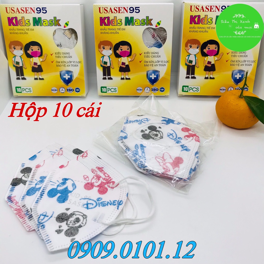 Khẩu trang n95 trẻ em USASEN chính hãng hộp 10 cái, khẩu trang kn95 em bé cao cấp tái sử dụng nhiều lần