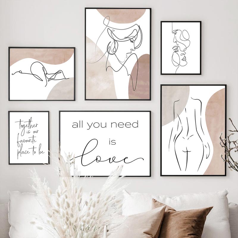 Tranh Vải Bạt Treo Tường Trang Trí Phòng Khách Màu Be