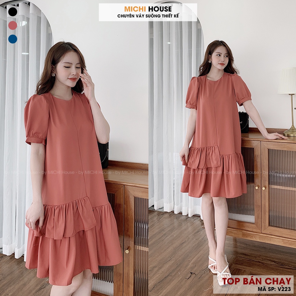 Đầm Suông Đuôi Cá Dáng Rộng MICHI House - VS223 Váy Xuông Ngắn Cổ Tròn Freesize | BigBuy360 - bigbuy360.vn