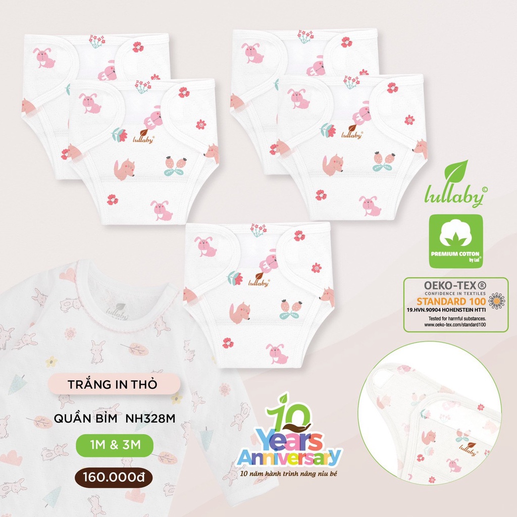 Set 4 Quần tả đóng bỉm Lullaby vải thở  thoáng mát thấm hút tốt an toàn cho da trẻ em bé trai bé gái NH79B Nh328M