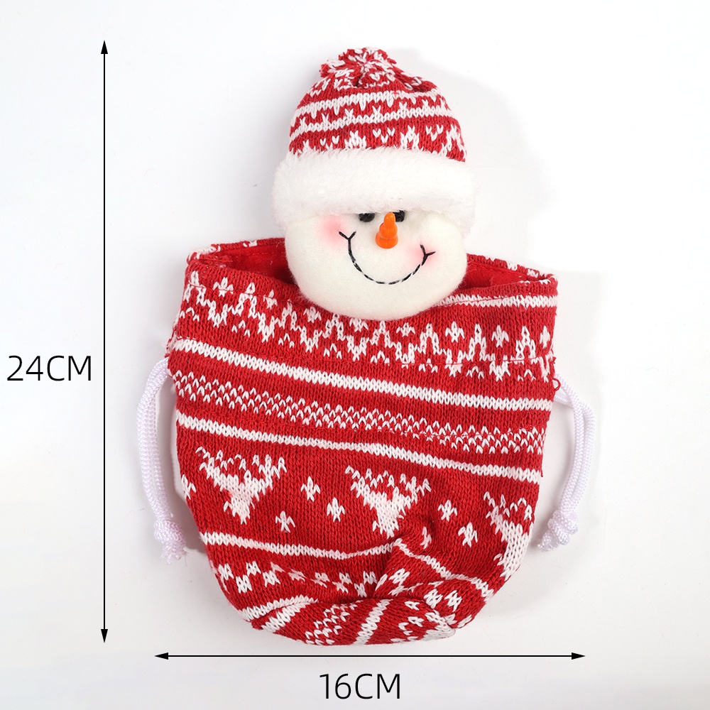 1 túi đựng kẹo Giáng Sinh bằng len cho trẻ em [Xmas Eve Apple Túi quà tặng]