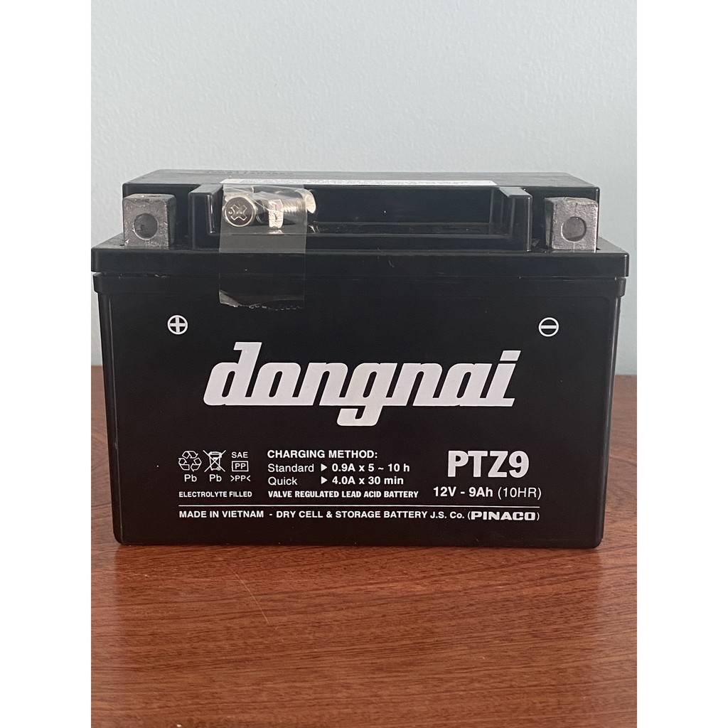 Bình ắc quy 12V Đồng Nai PTZ9, 12V - 9Ah dùng cho Honda Spacy, SYM Attila