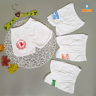 Set 5 Quần đùi cotton trắng in hình logo thể thao Bibo Kim Thu 1-10