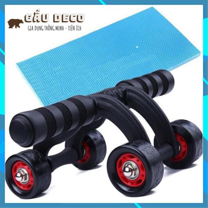 Dụng Cụ Tập Thể Dục [FREESHIP] , Con lăn tập cơ bụng 4 bánh + Tặng kèm thảm gối