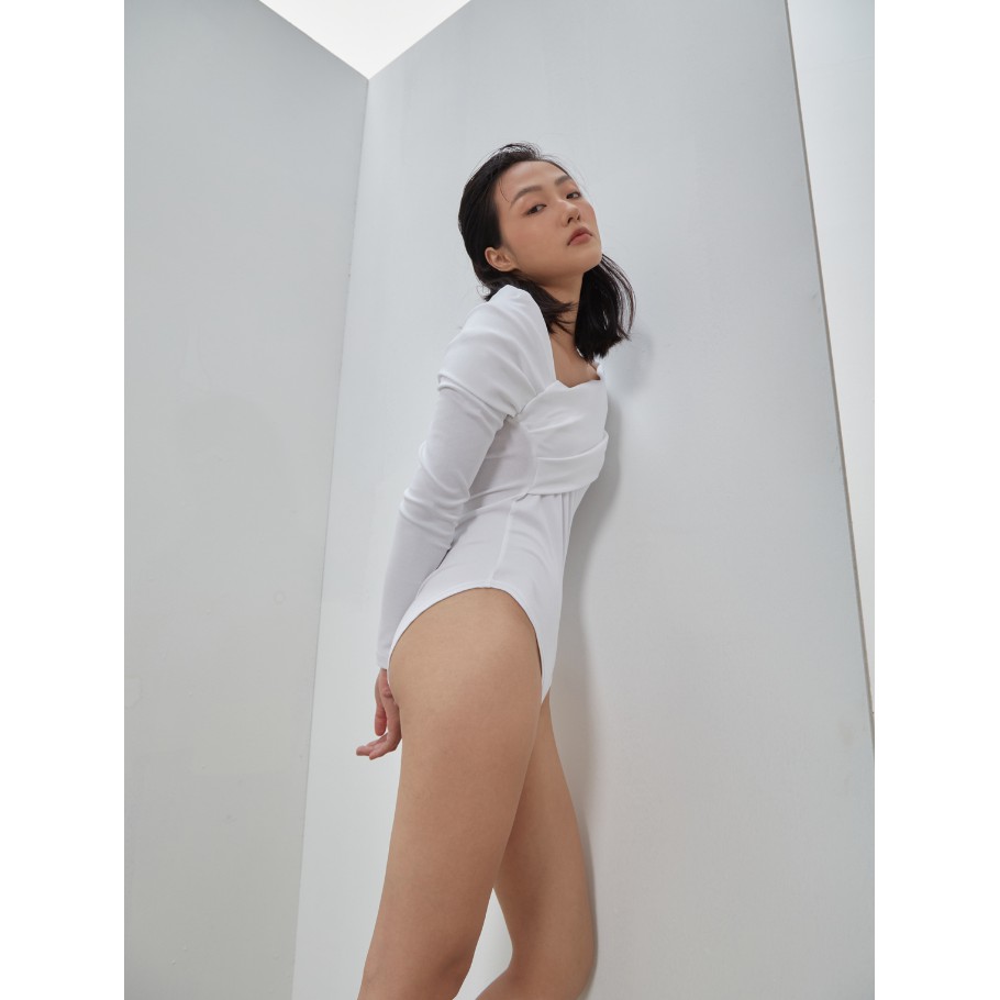 COCO SIN - Bodysuit Thun Trắng Free Size