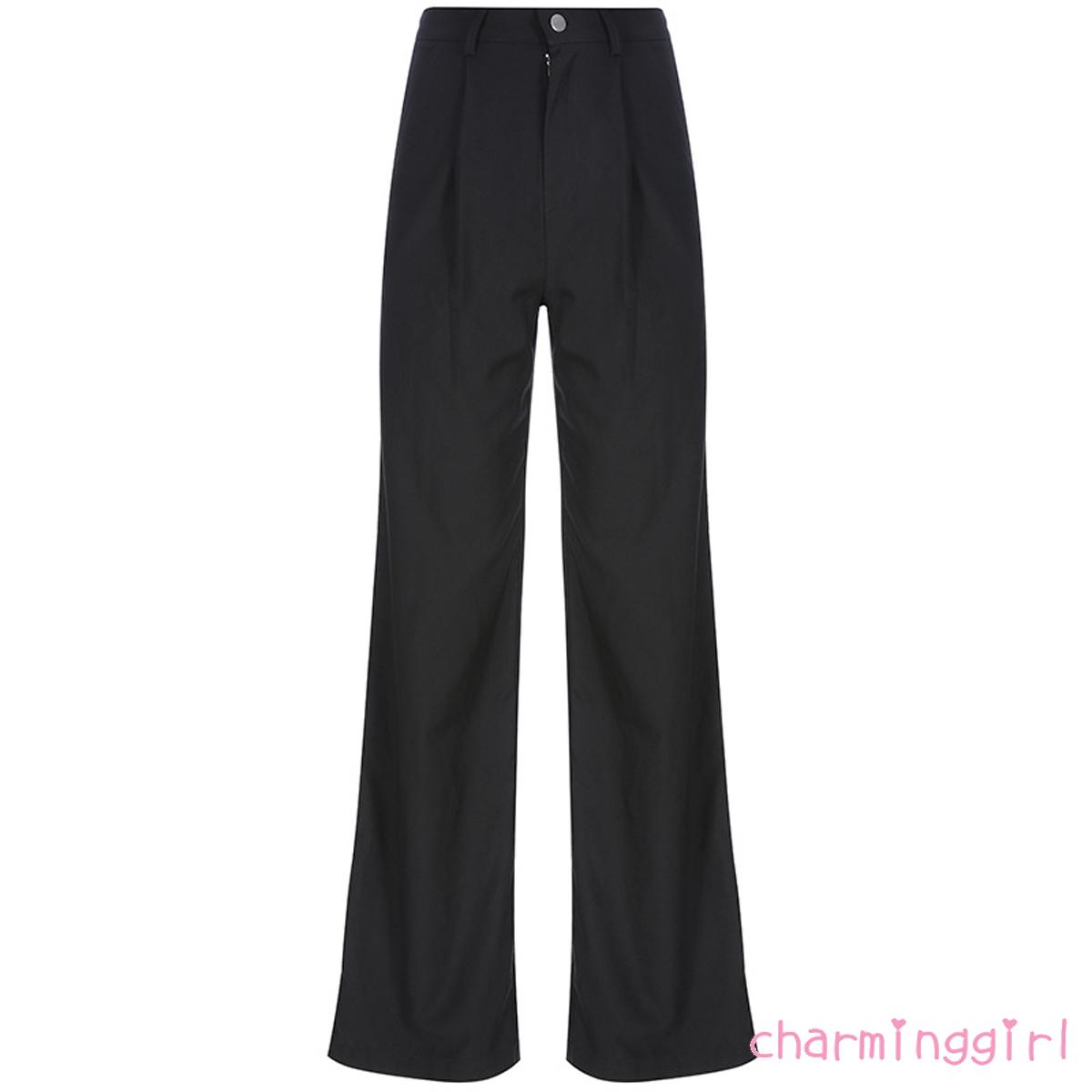 Quần Ống Rộng Lưng Cao Màu Trơn Thời Trang Cho Nữ | BigBuy360 - bigbuy360.vn