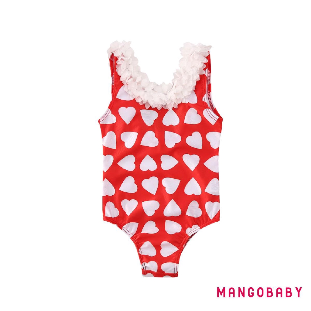 ♬MG♪-Baby Girl Heart Prints One-piece Sleeveless Swimming Suit  0-5Y