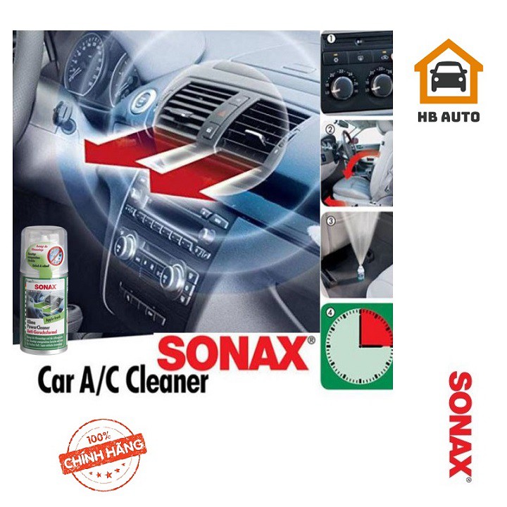 Chất Diệt Khuẩn Dạng Hơi Tự Động Làm Sạch Khử Mùi SONAX AC Cleaner 323100