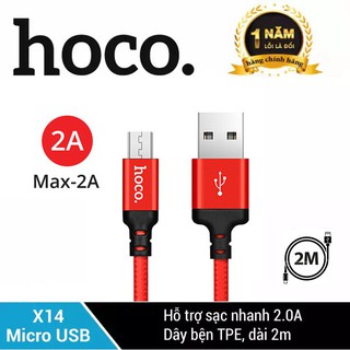Cáp sạc Micro Hoco X14 sạc nhanh 2.0A dài 1m cho điện thoại SAMSUNG/XIAOMI/OPPO