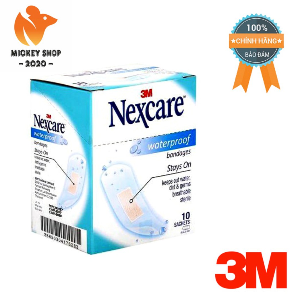 [ CAO CẤP ] Băng keo cá nhân Chống thấm nước Nexcare 3M ( 1 Hộp/10 Miếng)