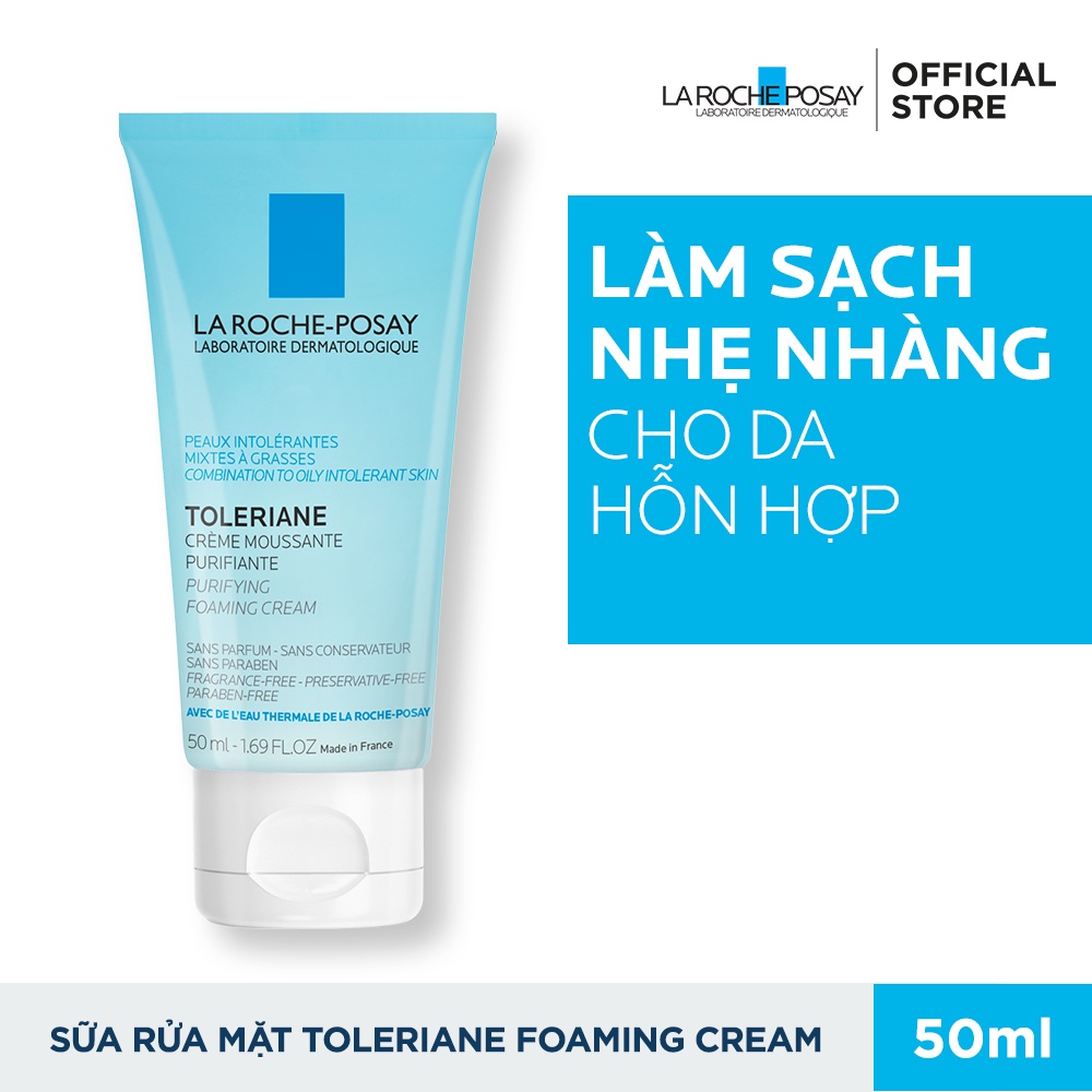 Sữa rửa mặt La Roche Posay Toleriane Foaming Cream dành cho da hỗn hợp & da dầu rất nhạy cảm  50ml - 125ml