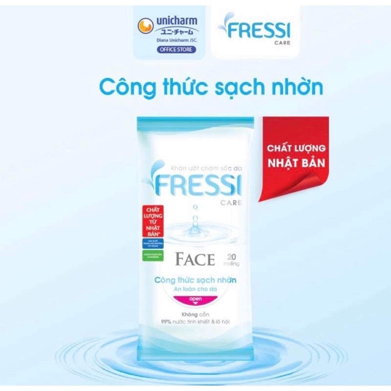 [CHÍNH HãNG]Khăn ướt chăm sóc da Fressi Care gói 10 miếng/gói