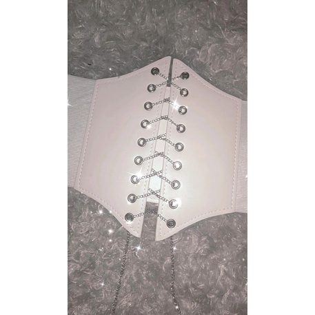 Thắt eo nịt bụng bản to phối dây xích kim loại hot trend loại 1 dành cho nữ | Belt corset thời trang cao cấp