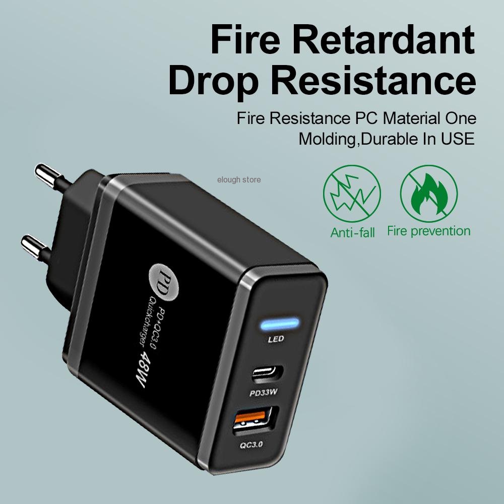 Cốc sạc nhanh ELOUGH QC 3.0 Type C PD 48W cổng USB