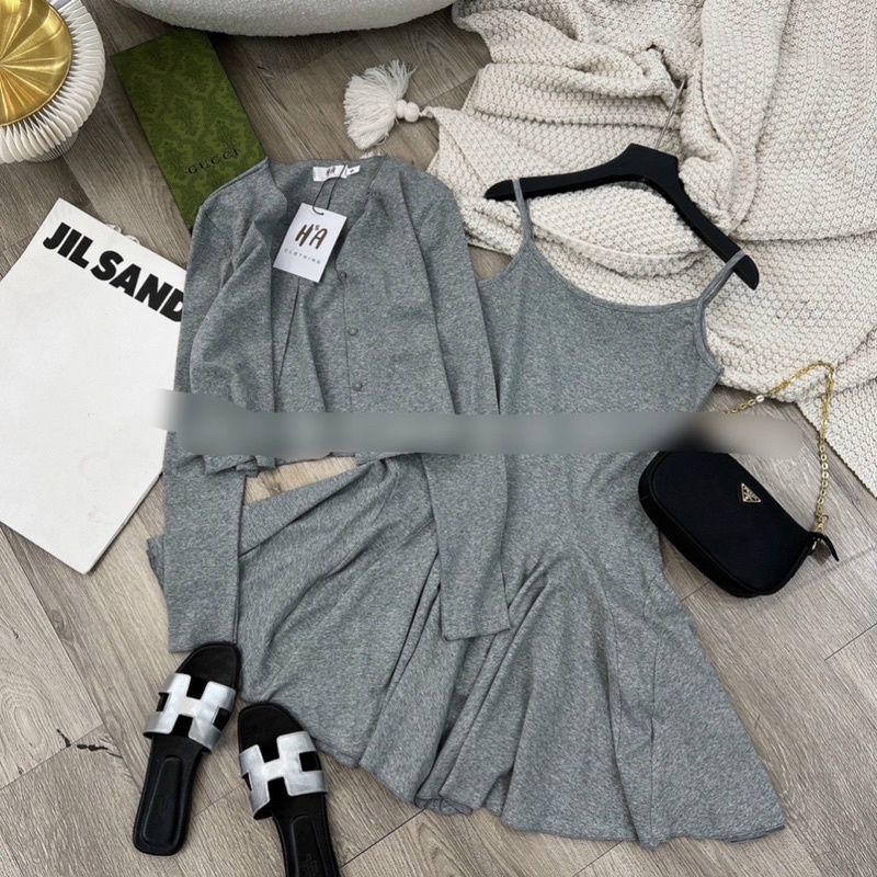 𝗕𝗜𝗚 𝗦𝗜𝗭𝗘 Đầm Thun 2 Dây Đuôi Cá Kèm Khoác Ngoài 𝟲𝟬-𝟵𝟬𝗸𝗴