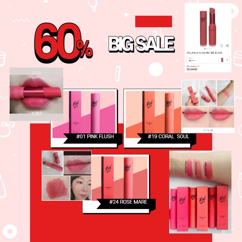 [ Hàng mới về ] Son thỏi lì Clio Mad Matte Lips chính hãng