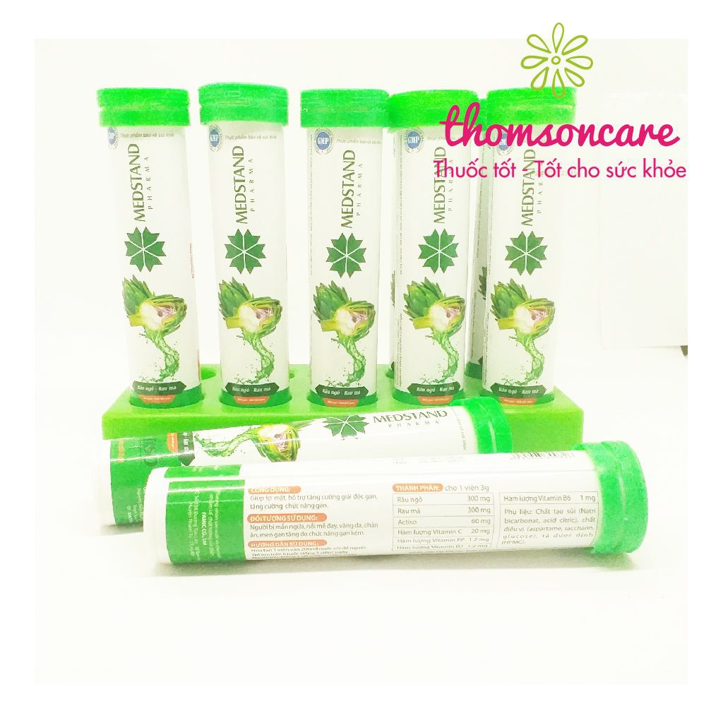 Viên sủi Actiso Râu Ngô Rau Má - Giúp thanh nhiệt cơ thể, mát gan, làm nước giải khát- Tuýp 20 viên Medstand | BigBuy360 - bigbuy360.vn