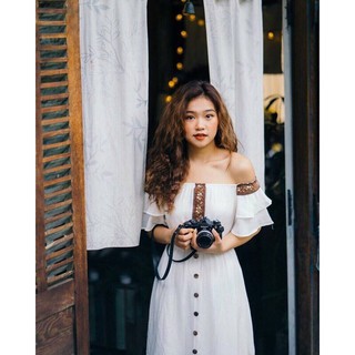 Đầm maxi xô viền thổ cẩm