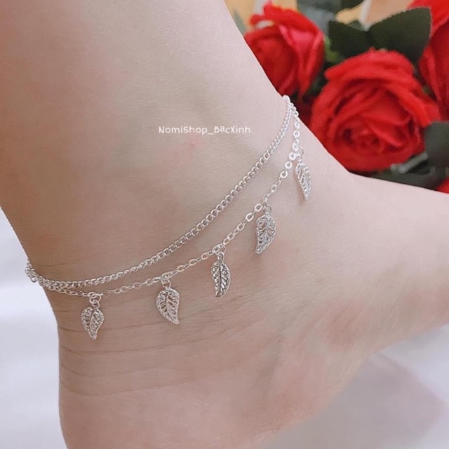 Lắc chân bạc kiểu dáng kép 2 tầng thời trang mới lạ độc đáo Mainomi Shop Bạc Xinh
