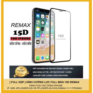 Kính cường lực iphone 15D Remax Full màn 5/5s/6/6s/7/8/7plus/8plus/Xs/Xsmax/11/11promax F1-1