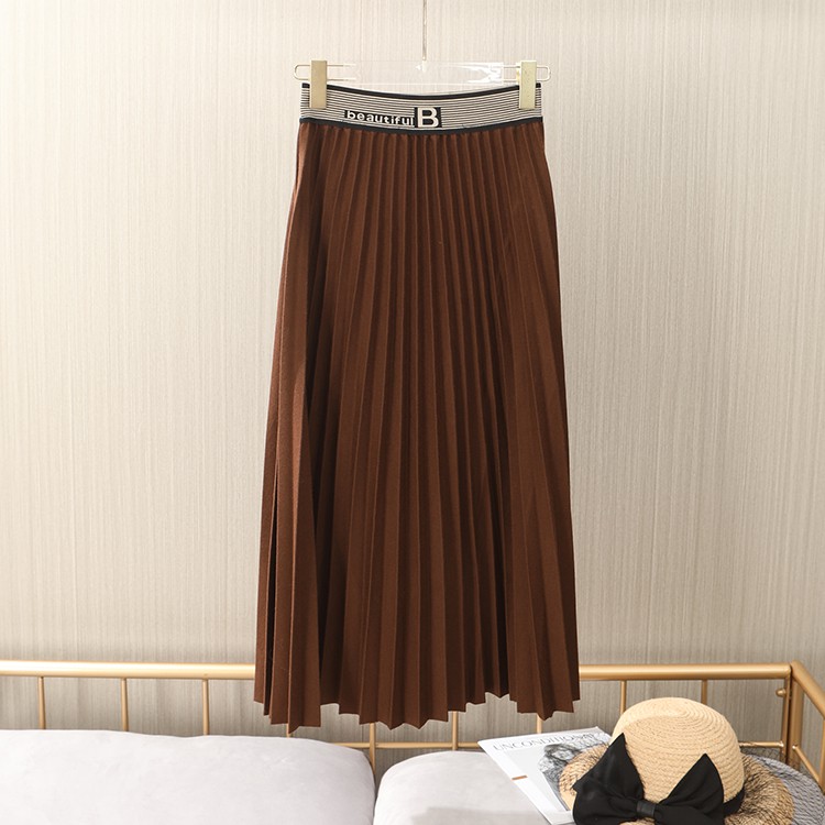Chân váy dạ xếp ly dáng dài xòe cạp cao thêu sang trọng hàng QC sogeum.store | BigBuy360 - bigbuy360.vn