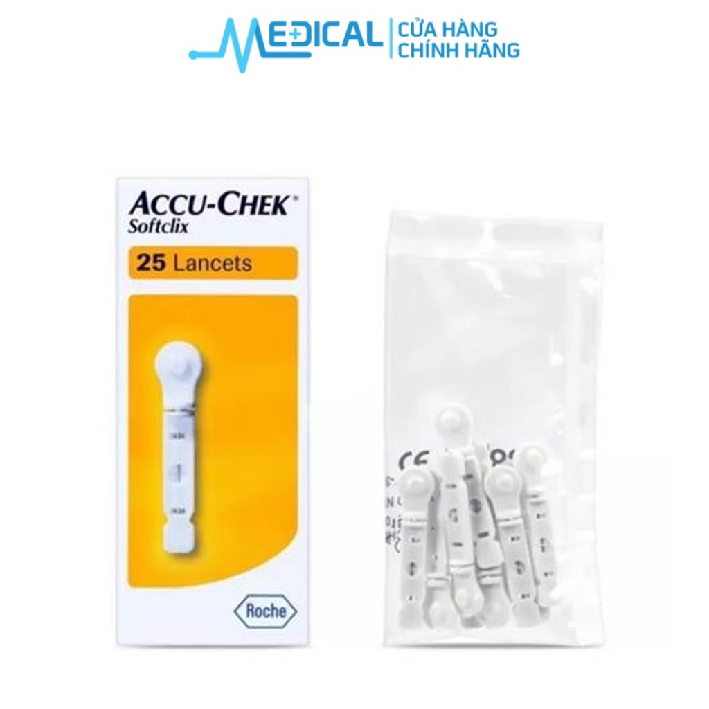 Kim lấy máu đầu dep máy đường huyết Accu-Chek Softclix dùng cho máy đường huyết " Active và Intans " Hộp 25 kim -MEDICAL