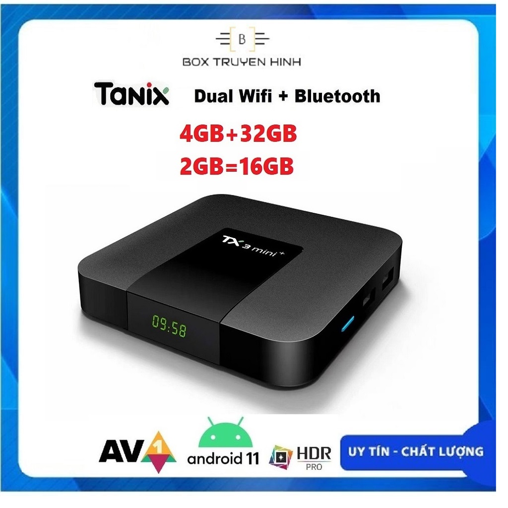 Android Box TX3Mini+ 2022 - Android TV 11, Amlogic S905W2, Ram 4GB, Bộ nhớ 32GB, Wifi 2 băng tần, Bluetooth, giải mã AV1