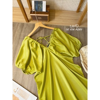 Đầm maxi tay bồng cổ chun nơ
