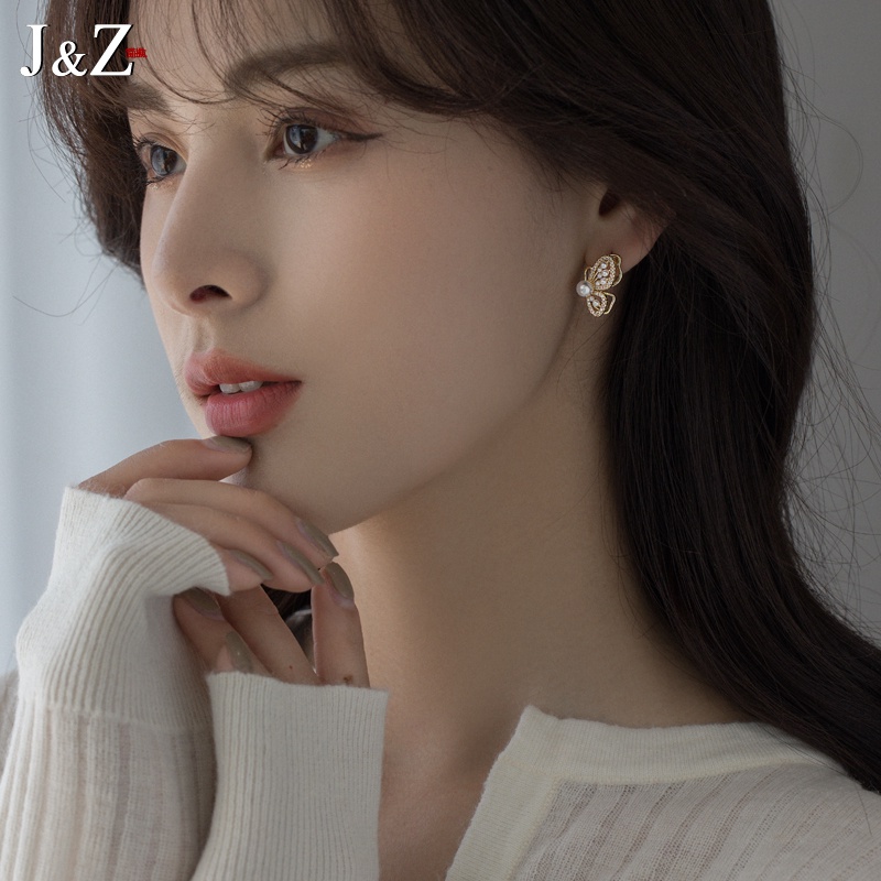 Bông Tai Mạ Bạc Hình Bướm Đính Ngọc Trai Cao Cấp 2022