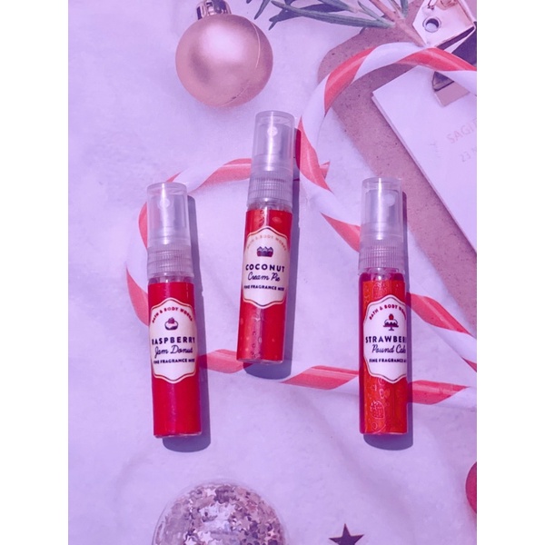 Combo Coconut creampie, Strawberry pound cake, Raspberry jam donut - Xịt thơm Bath and body works || Faevar