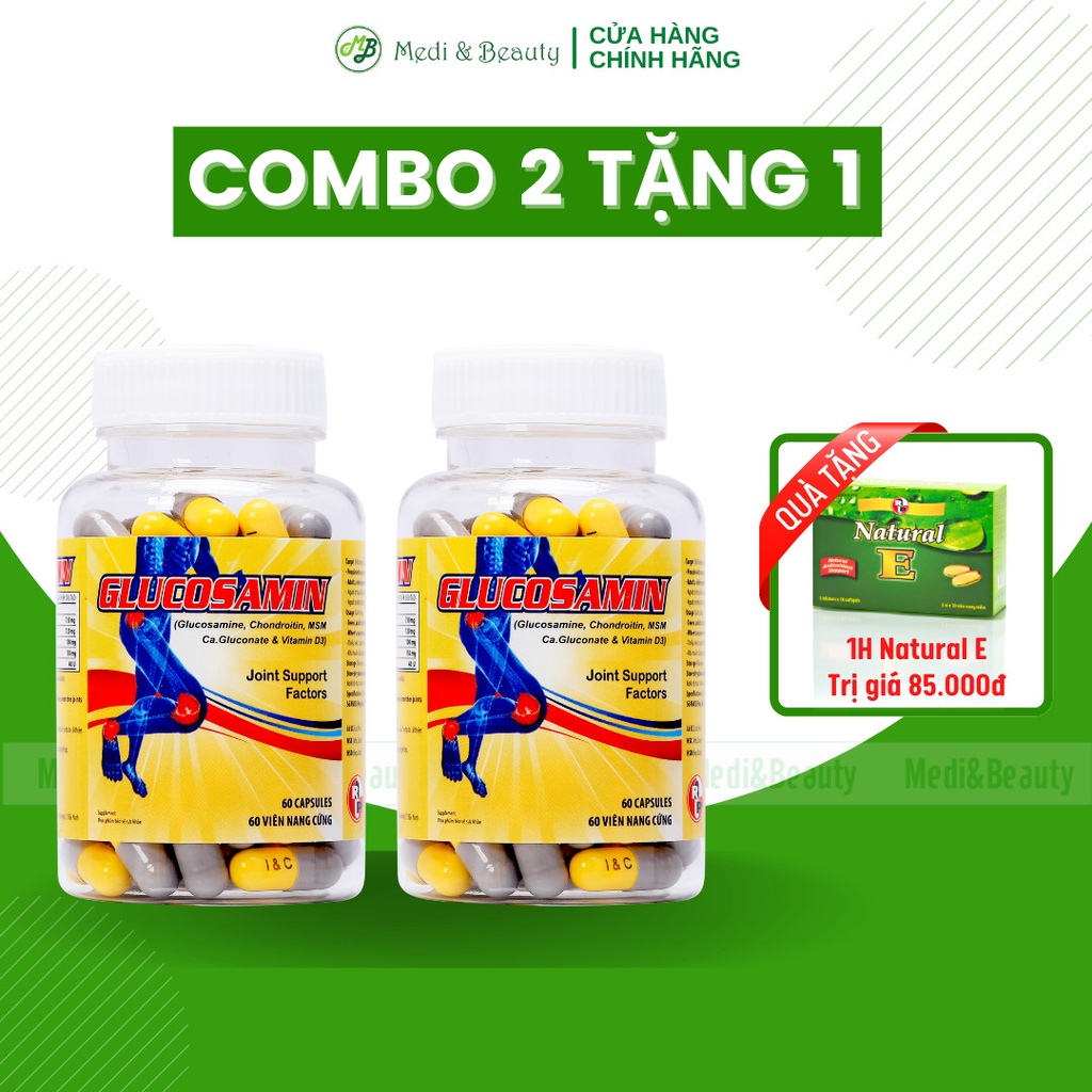 Combo[ 2 lọ ] Bổ khớp, giảm đau nhức xương khớp Glucosamine chondroitin MSM  chai 60 viên