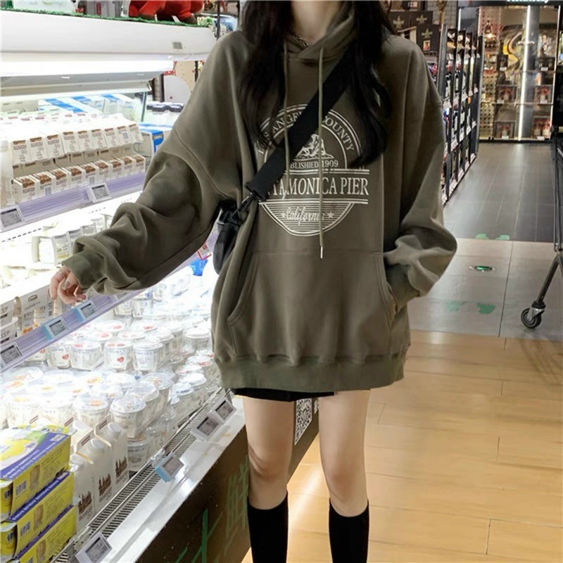 Áo Hoddie Nỉ Mũ 2 Lớp Pier Nữ 🎀 Áo Có Mũ from Rộng Hình dập nhiệt, hàng may kỹ nỉ dày dặn | BigBuy360 - bigbuy360.vn