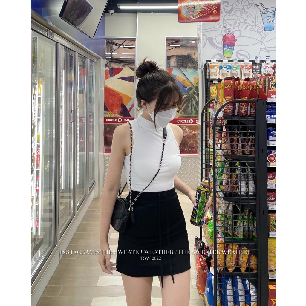 (Ảnh thật) Chân váy thun trơn da cá sporty the.sweaterweather TSW