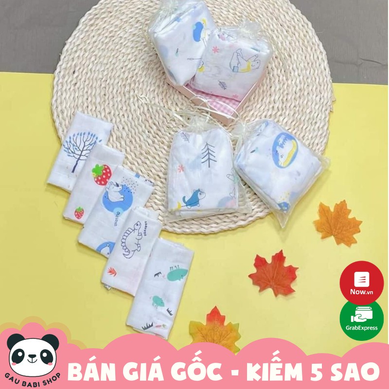 Set 10 khăn sữa Aden họa tiết dễ thương cho bé