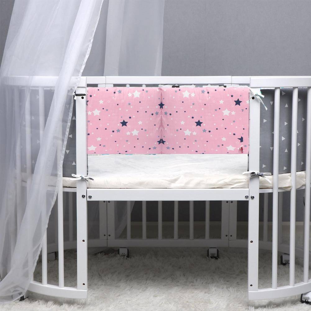 Bộ Đệm Viền Nôi Em Bé Bằng Cotton Mềm Mại Thoáng Khí Chống Rơi