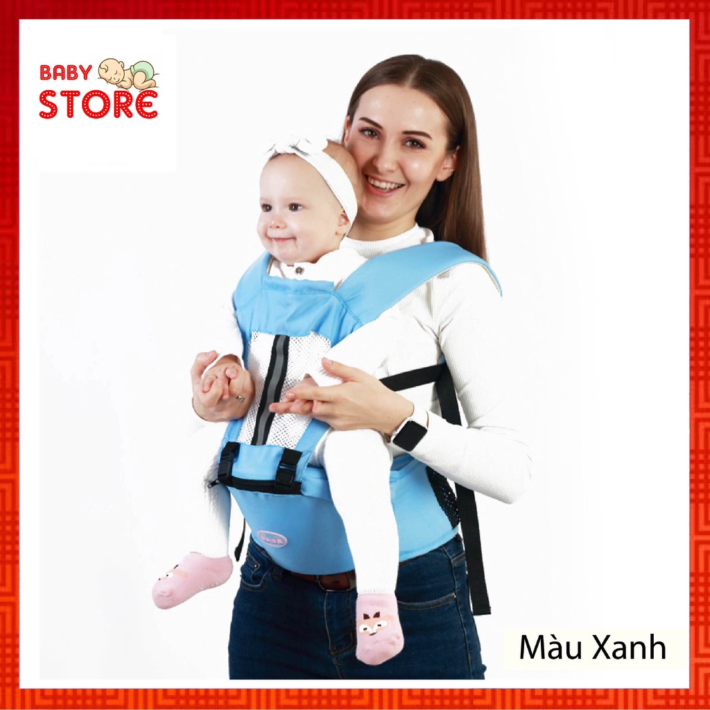 Địu Em Bé Chống Gù 4 Tư Thế Cho Trẻ Sơ Sinh, Đai Địu Em Bé Đi Xe Máy, Có Đệm Ghế Ngồi, Chất Liệu Vải Cotton 4 Màu Sắc