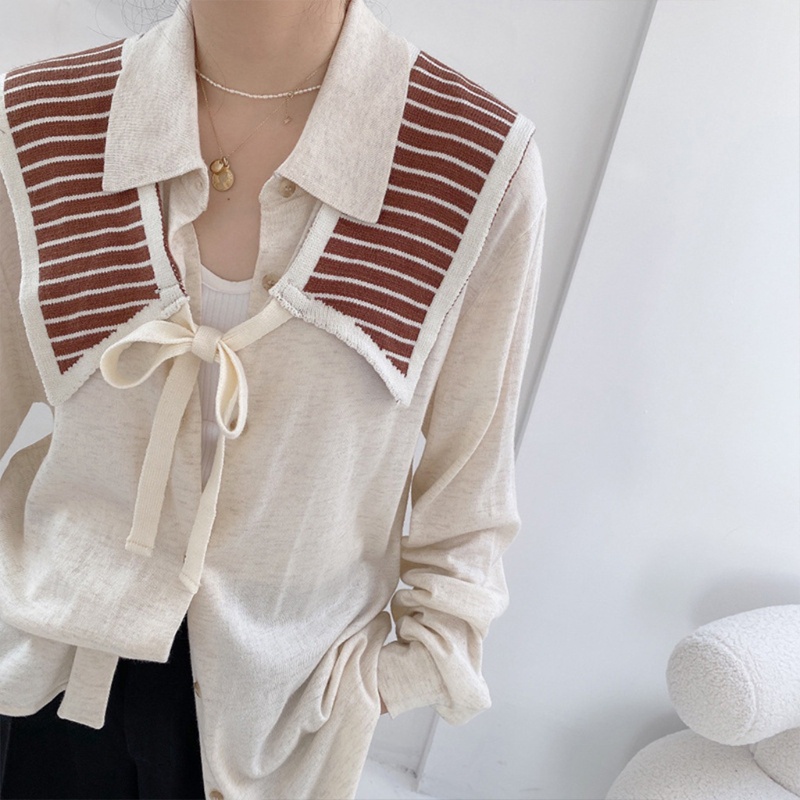 Khăn Choàng Cổ Dệt Kim Kẻ Sọc Màu Sắc Tương Phản Thời Trang Mùa Đông Cho Nữ
