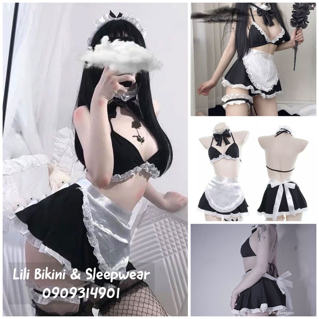 Đồ ngủ Cosplay người hầu, hầu gái gợi cảm cao cấp vải mềm mại