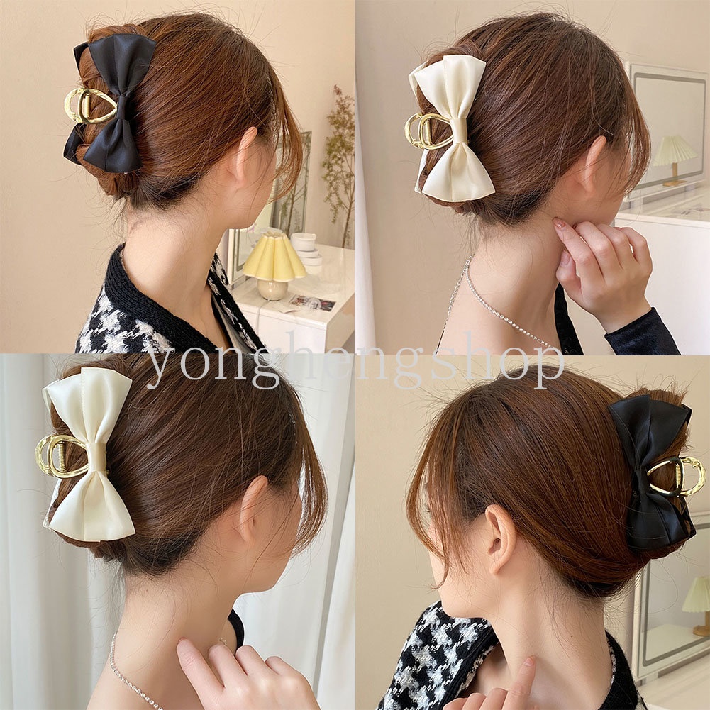 Kẹp Tóc Nơ Bằng Kim Loại Satin Thời Trang Cho Nữ