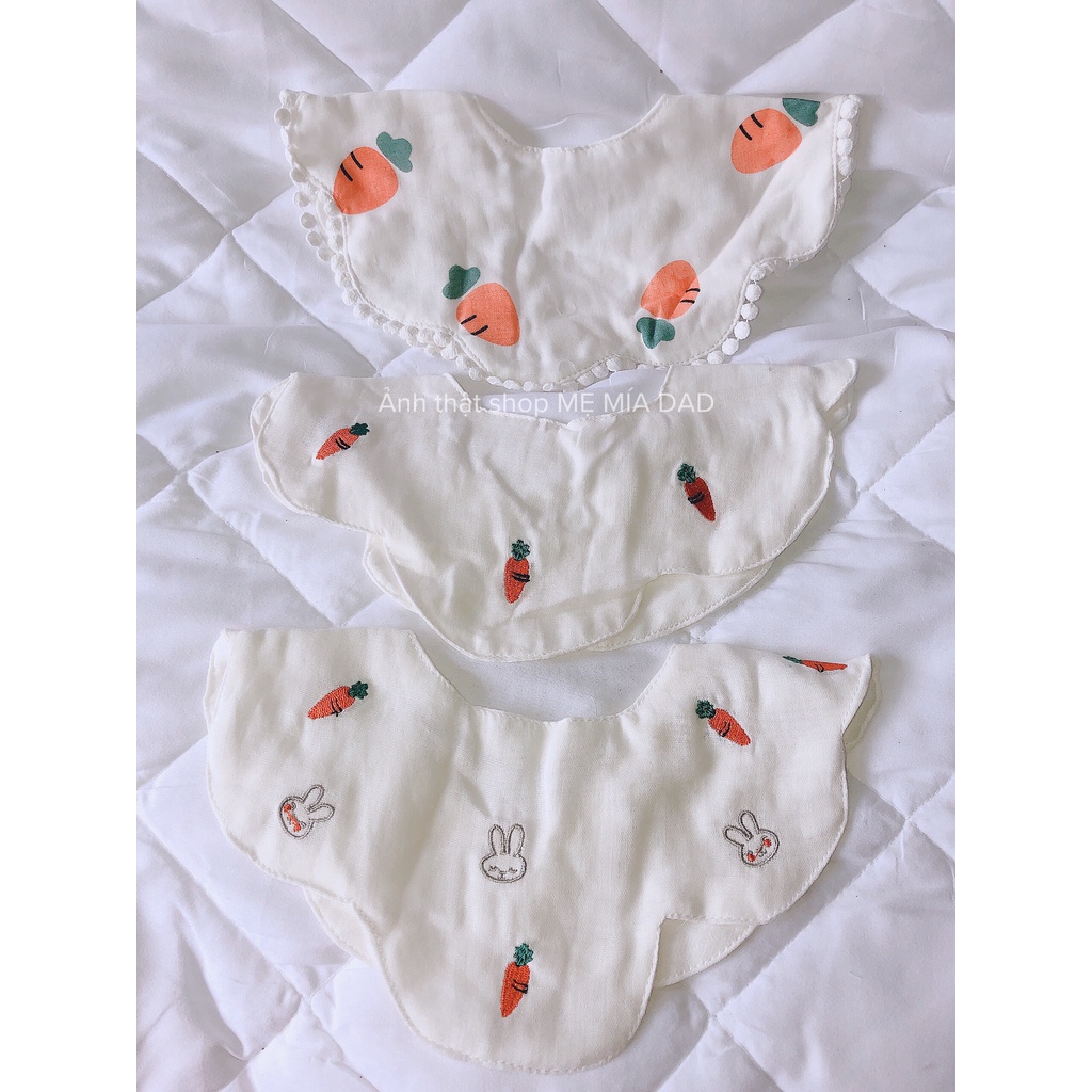 Set 3 Yếm Cổ Tròn Cotton Cao Cấp Chống Thấm Phong Cách HQ Cho Bé ( VIDEO + ẢNH THẬT )