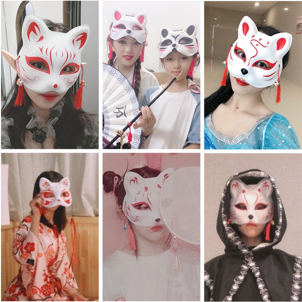 Mặt nạ hóa trang hình cáo nữa mặt phong cách Kitsune cosplay Nhật Bản có nhiều mẫu giao mẫu ngẫu nhiên