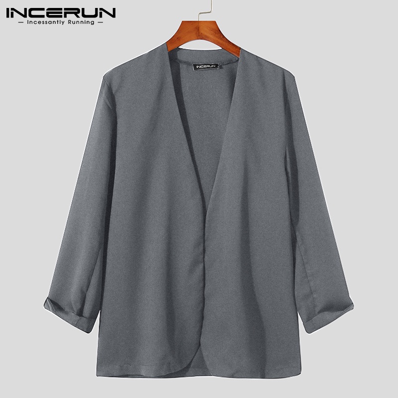 Áo khoác blazer tay dài cổ chữ V thiết kế đơn giản thời trang cho nam