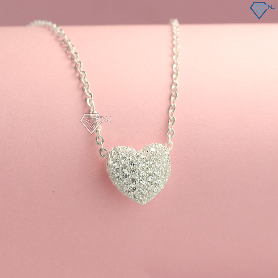 Quà sinh nhật cho nữ cho học sinh giá rẻ - Dây chuyền bạc 925 nữ, vòng cổ nữ bạc mặt trái tim DCN029
