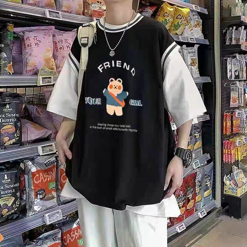 Áo thun bóng rổ cặp đôi nam nữ tay lỡ form rộng in hình gấu siêu cute chất thun cotton dày mịn mát mẻ bao đẹp