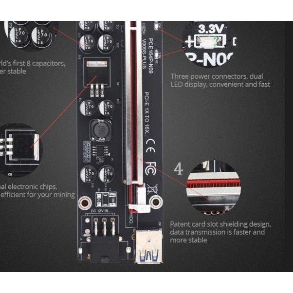 ✭ Bộ 8 Tụ Điện Pci RISER 009S-PLUS Chuyên Dụng ✤ | BigBuy360 - bigbuy360.vn